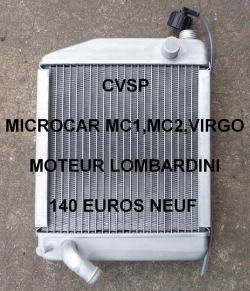 Radiateur moteur lombardini Mc1,Mc2,Virgo Microcar f rch         piece voiture sans permis